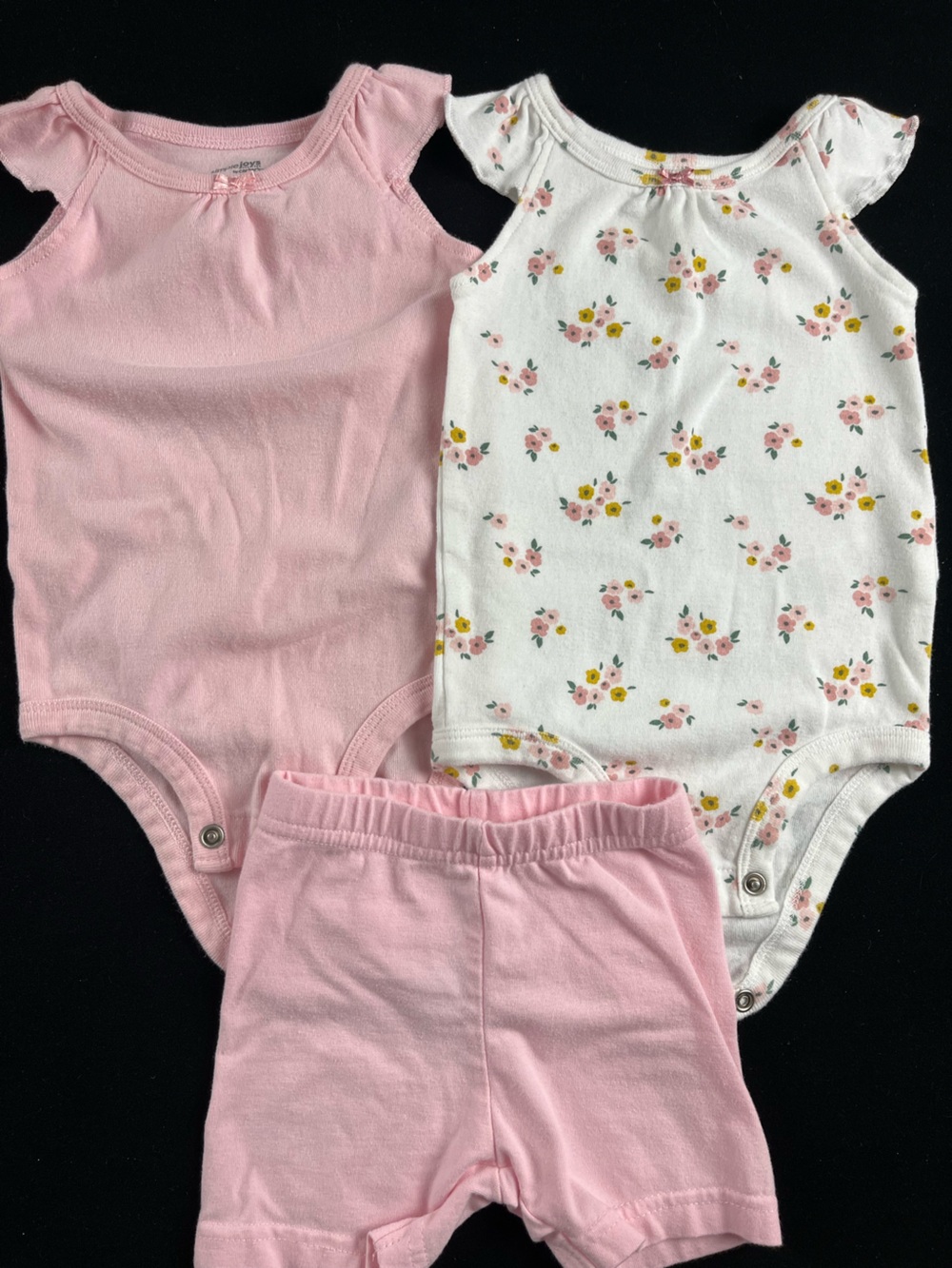 Toddler Pink Floral & Solid Bodysuit Set with Pink Shorts